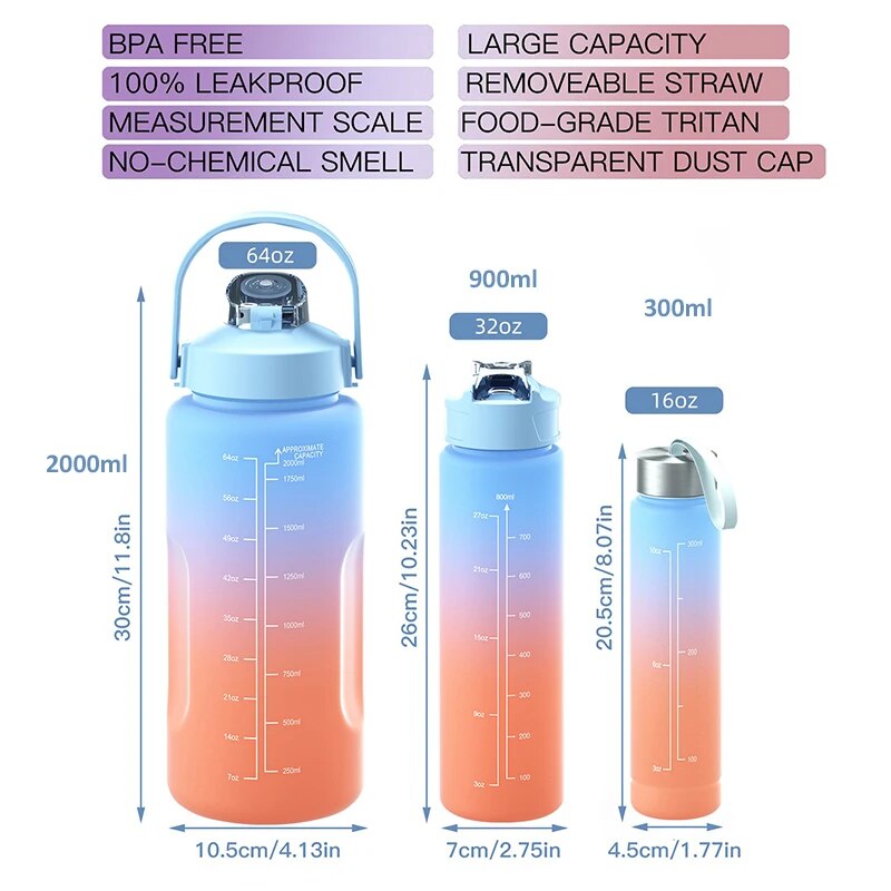 Water Bottle 3 in 1 Gym Stuff